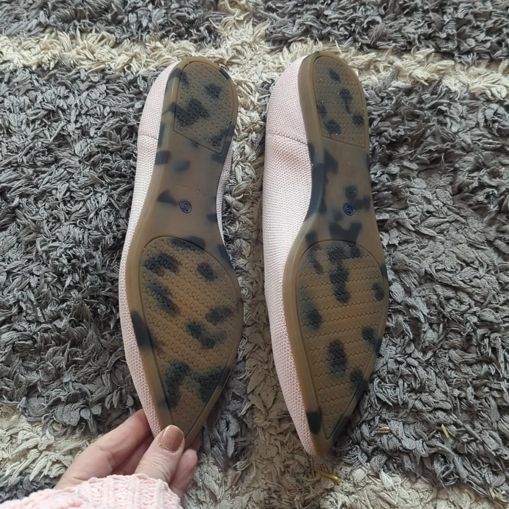 Rothy's Pointed Toe Flat Light Pink Blush Tortoise Size Women's 9.5